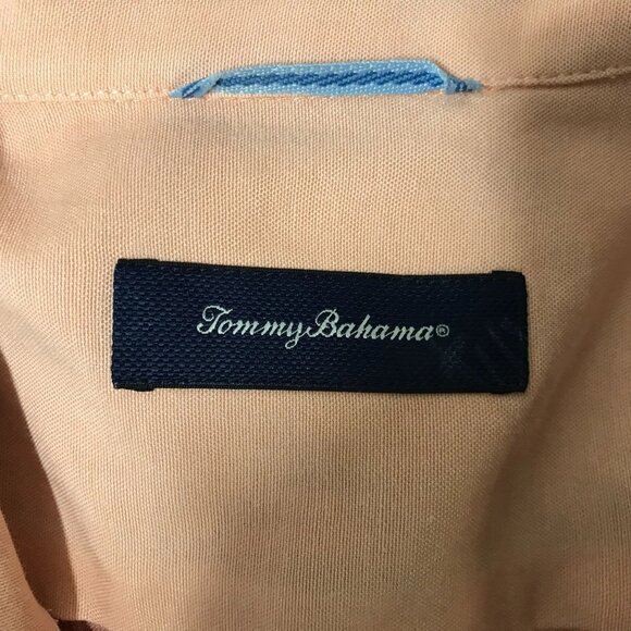 TOMMY BAHAMA - MEN'S LARGE - CORAL SHORT SLEEVE BUTTON UP LINEN SHIRT W/ POCKETS - Picture 4 of 5